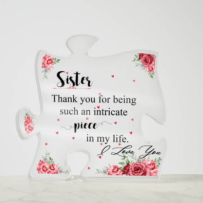 I Love You Gifts for Sister - Acrylic Puzzle Plaque for My Sister