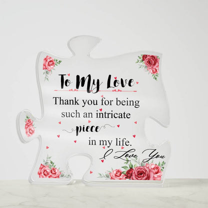 To My Love I Love You Gifts for Mom - Acrylic Puzzle Plaque for My Love