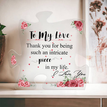 To My Love I Love You Gifts for Mom - Acrylic Puzzle Plaque for My Love