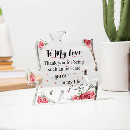 To My Love I Love You Gifts for Mom - Acrylic Puzzle Plaque for My Love