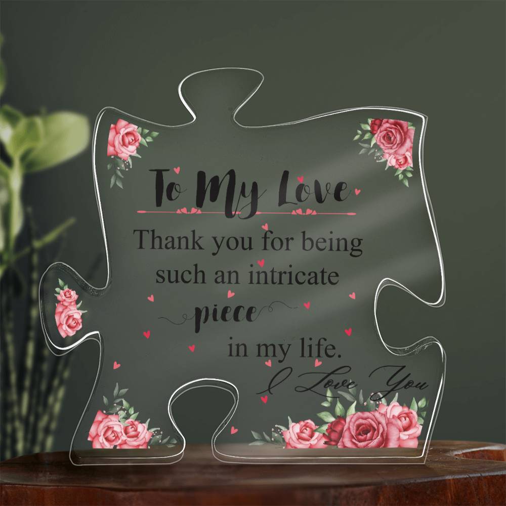 To My Love I Love You Gifts for Mom - Acrylic Puzzle Plaque for My Love