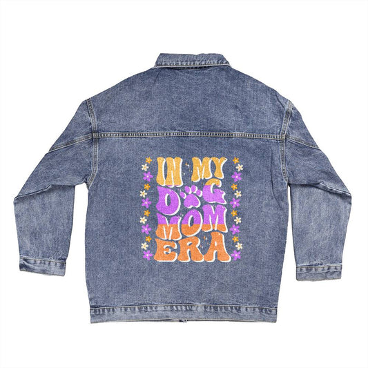 In My Dog Mom Era Oversized Women's DTG Denim Jacket