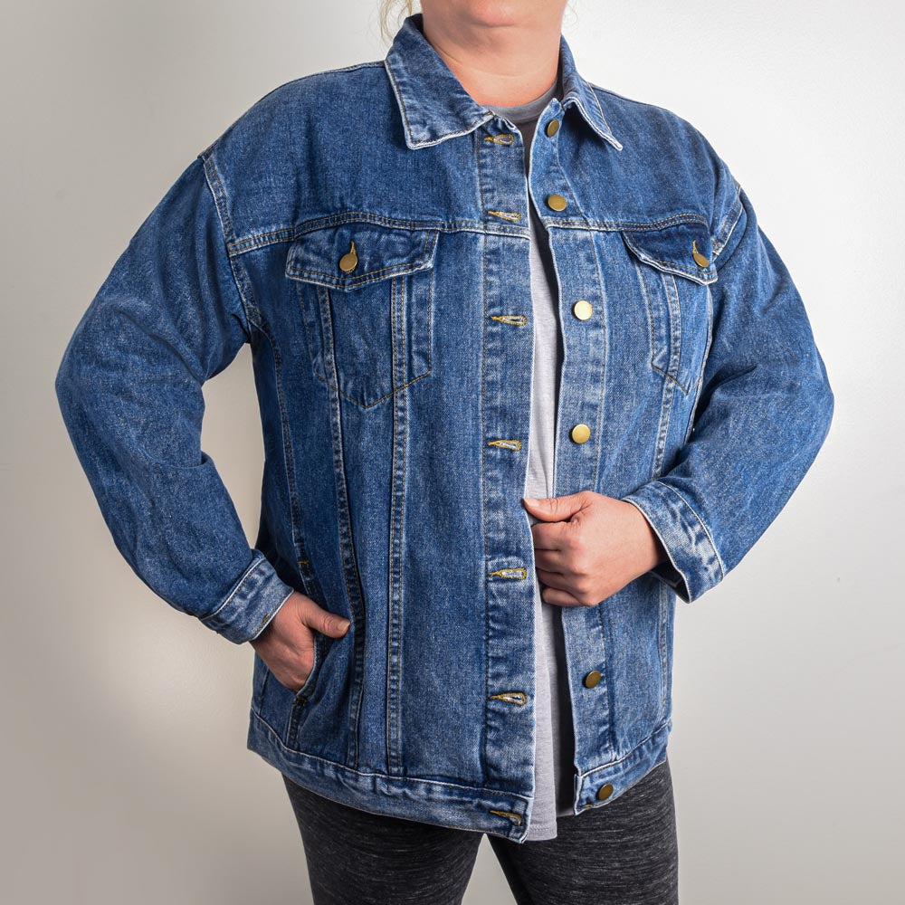 In My Dog Mom Era Oversized Women's DTG Denim Jacket